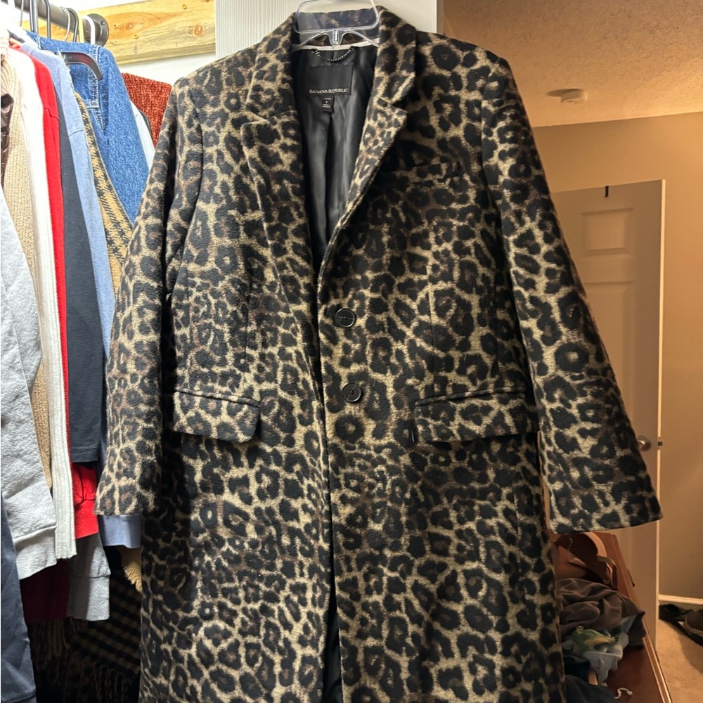 Leopard Print Maxi Trench Coat Banana Republic